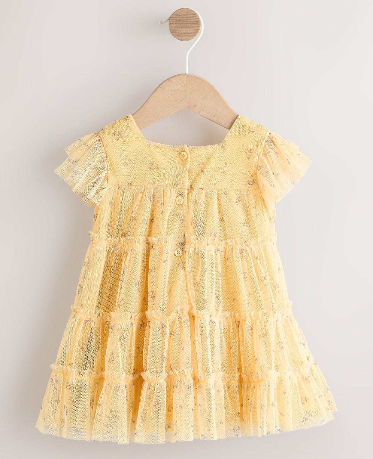 Yellow Ditsy Baby Mesh Dress
