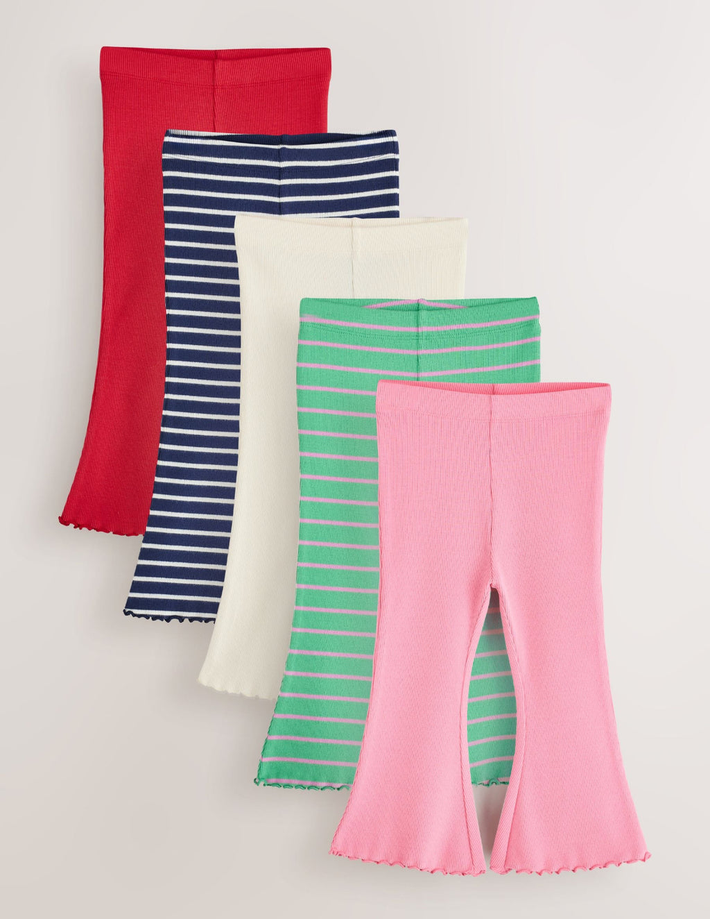 Green/Pink Ribbed Flare Leggings 5 Pack