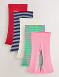 Green/Pink Ribbed Flare Leggings 5 Pack