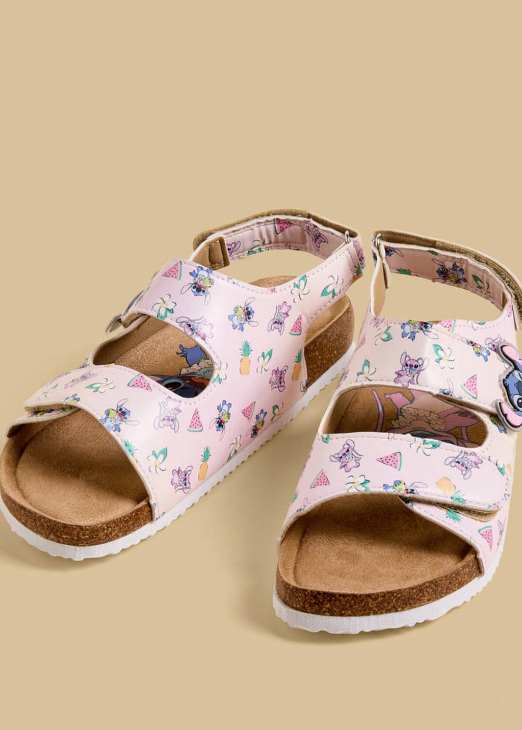 Stitch Accent Sandals with Hook and Loop Closure