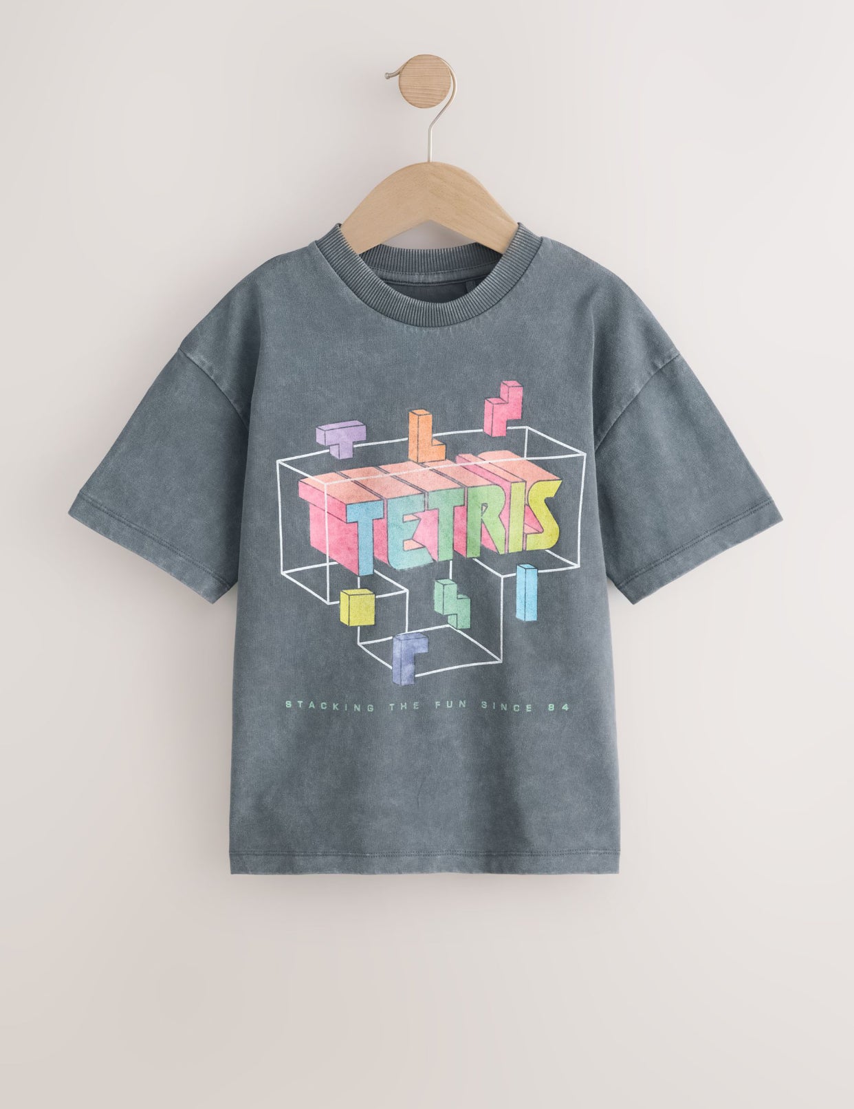 Charcoal Grey Tetris Short Sleeve T-Shirt