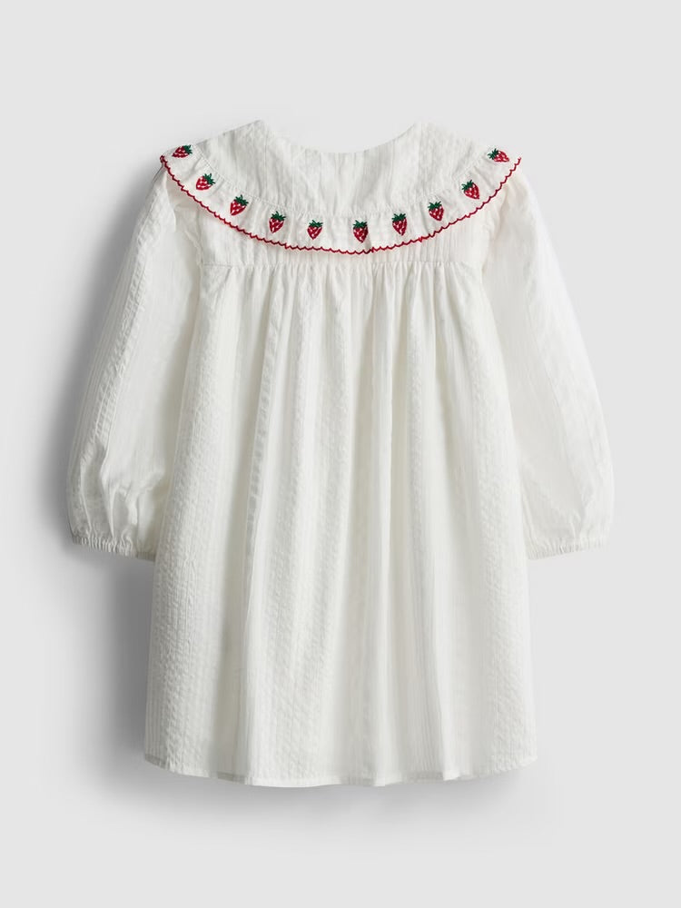 Strawberry Embroidered Collared Dress