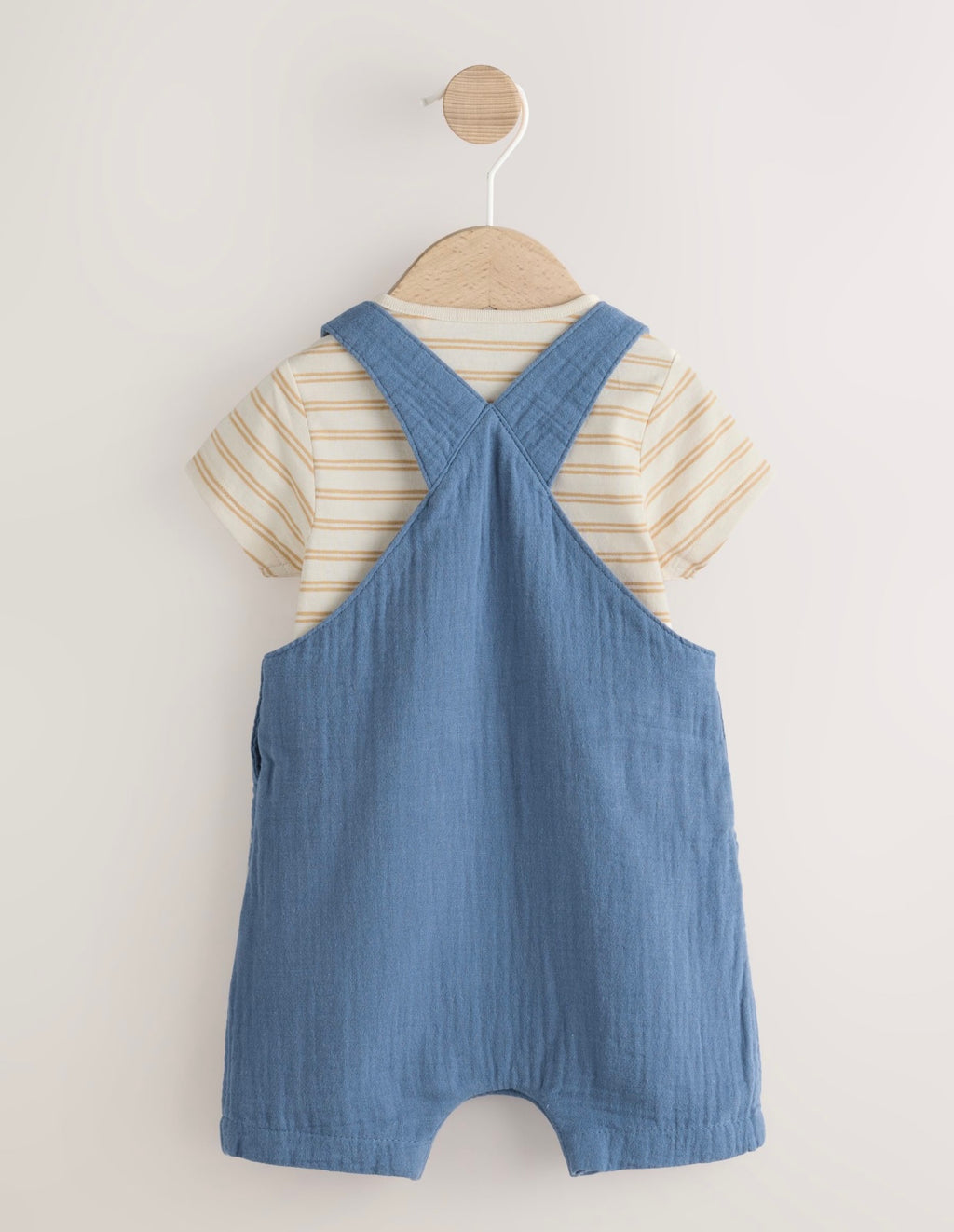 Blue Woven Dungarees and Bodysuit  Baby Set
