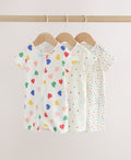 White/Blue/Red Two Way Zip Baby Rompers 3 Pack