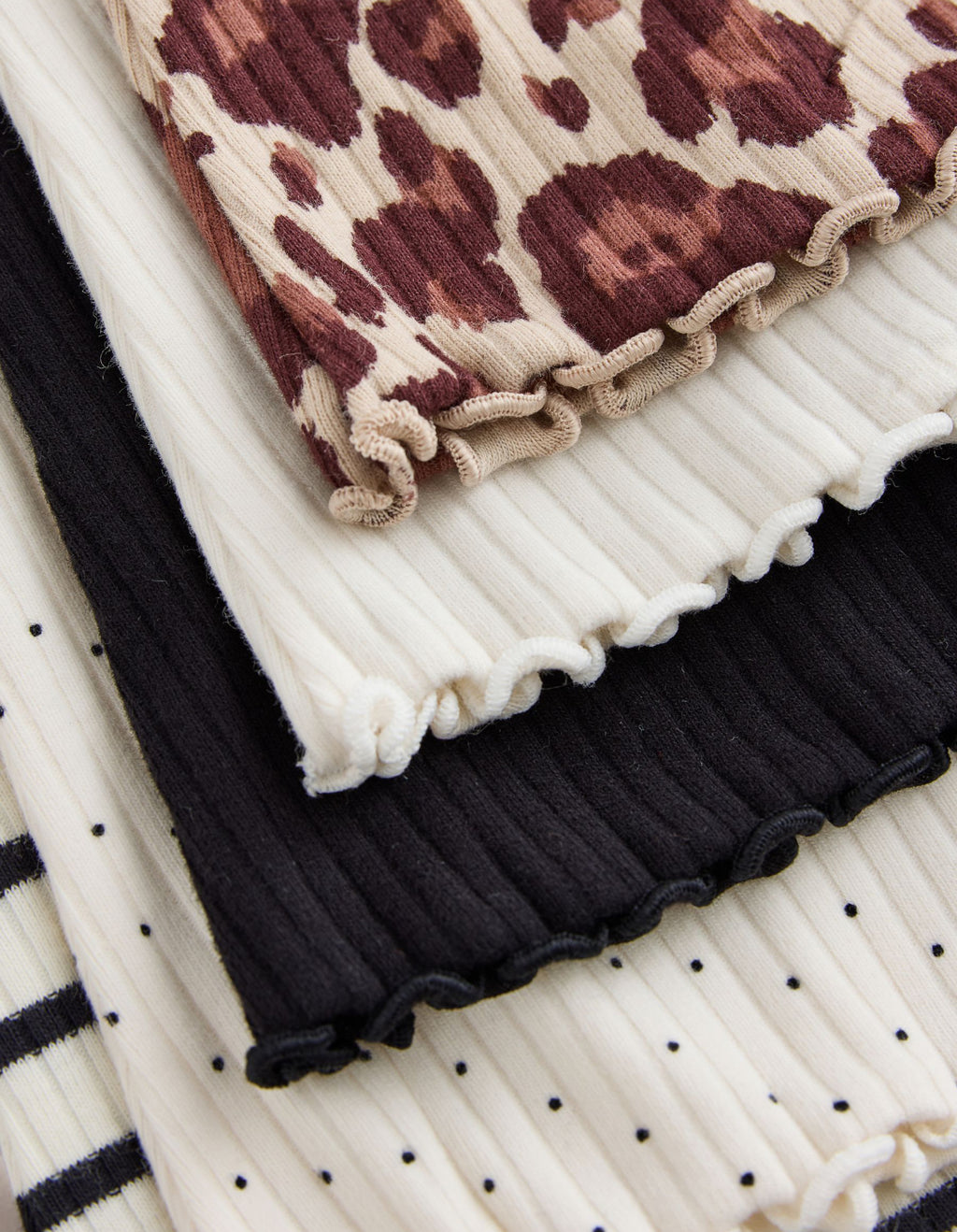 Neutral/ Leopard Ribbed Leggings 5 Pack