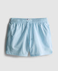 A pair of textured swimming shorts with a drawstring waistline
