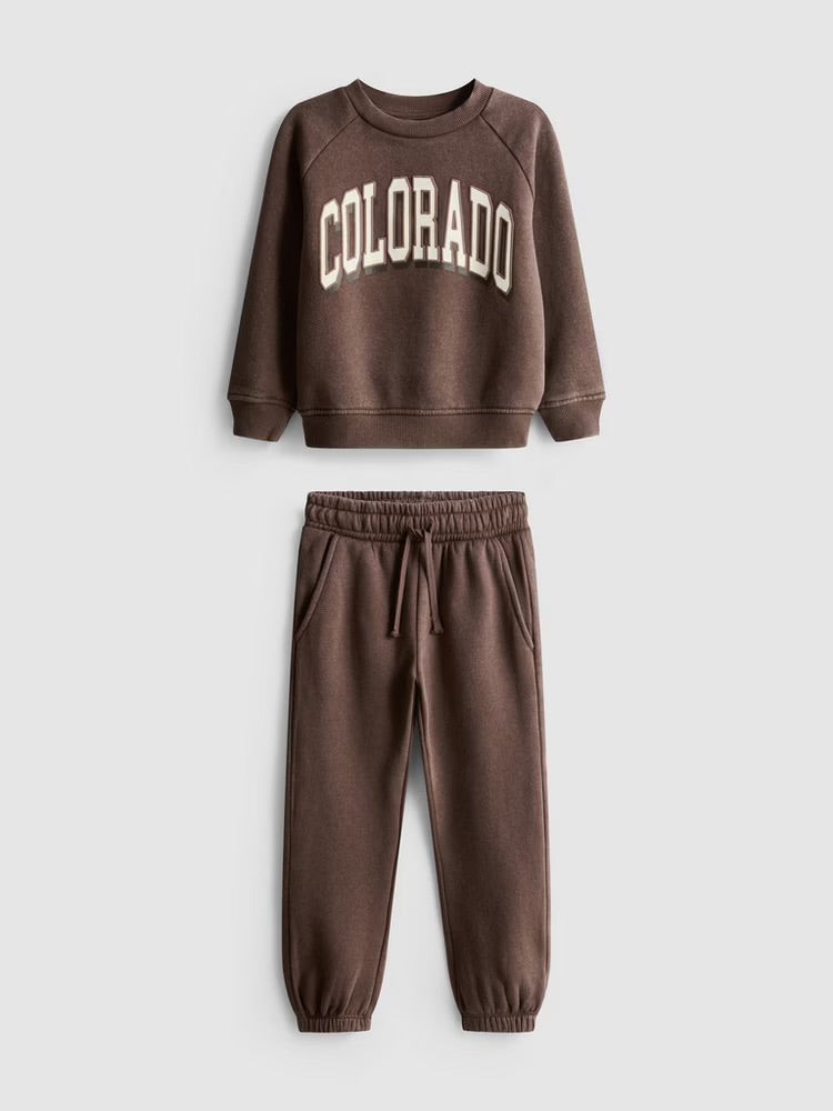 A pullover sweatshirt and cuffed joggers clothing co-ord