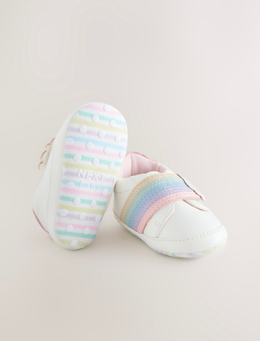 White Rainbow Baby Touch Fasten Trainers