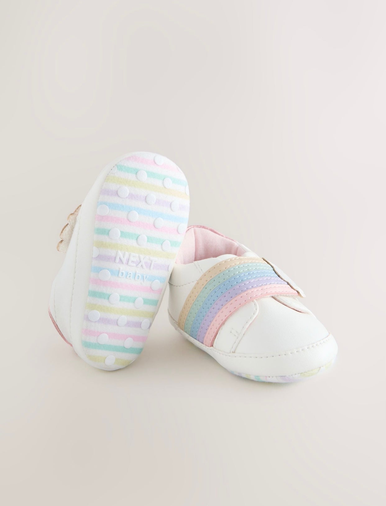 White Rainbow Baby Touch Fasten Trainers