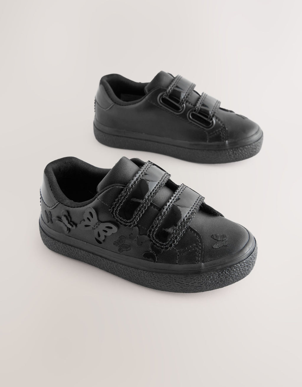 Black 2V Butterfly School Trainers