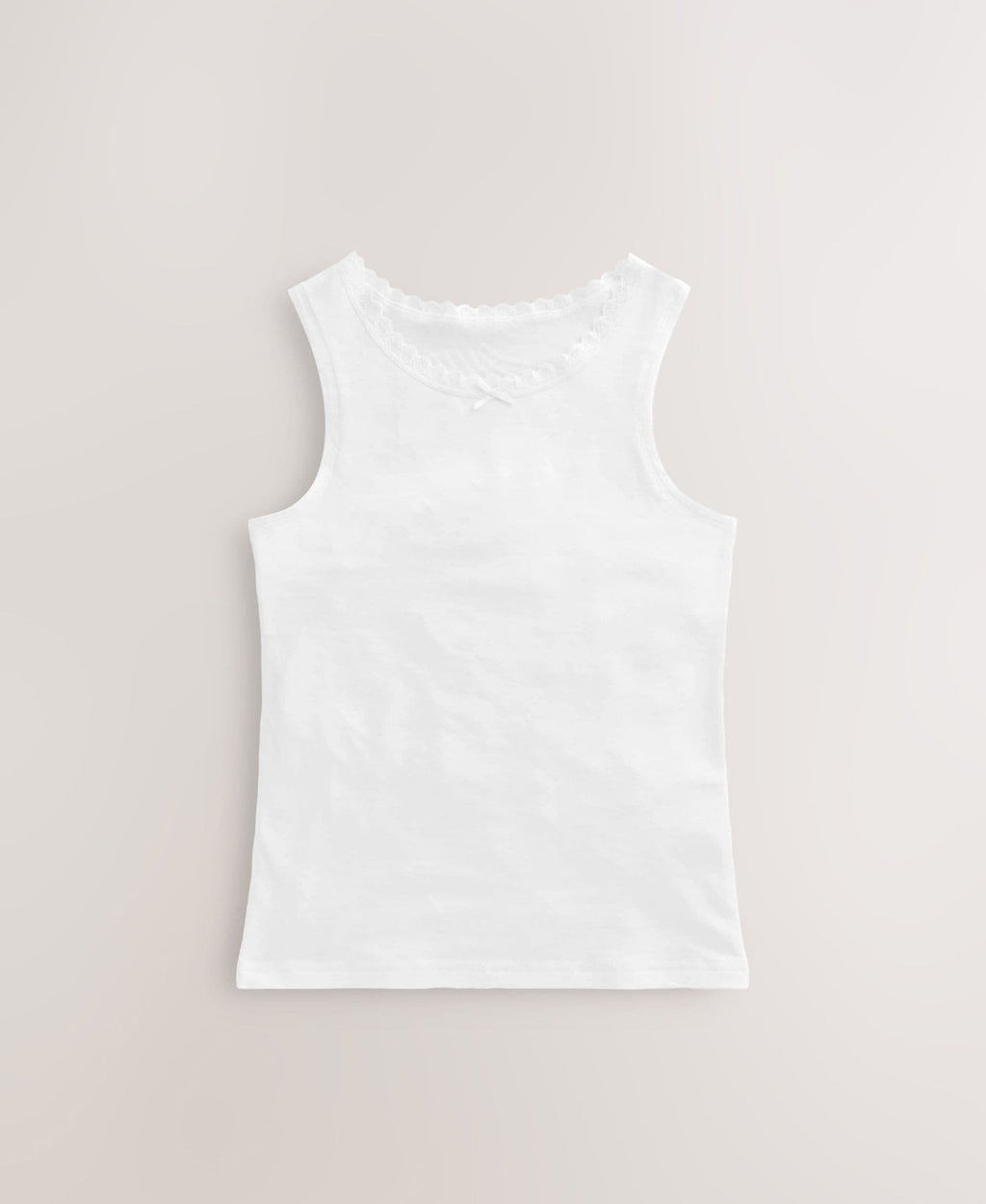 White 10 Pack Lace Trim Vest