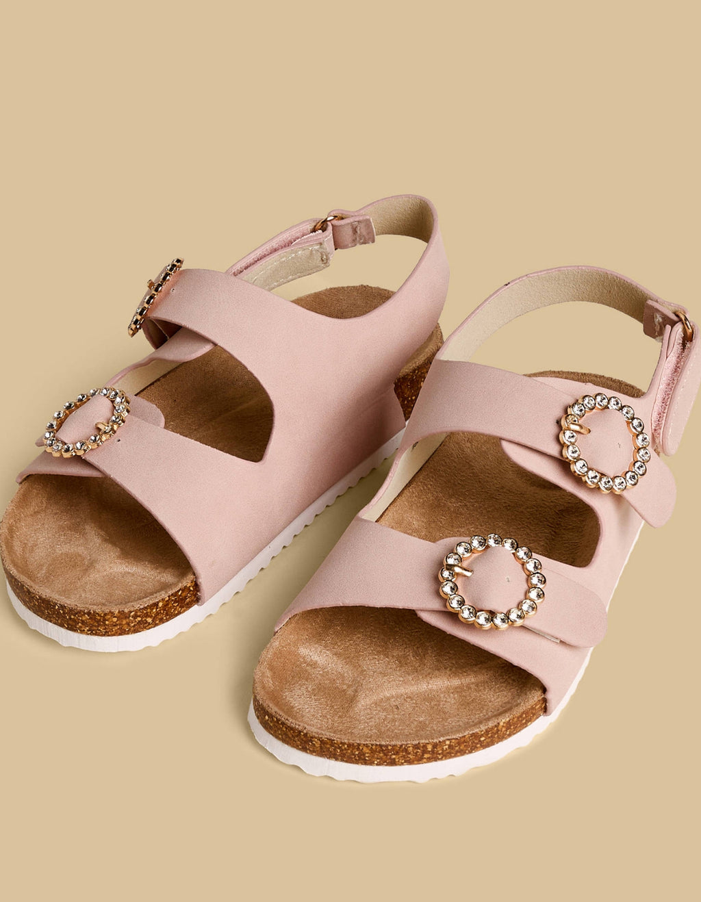 Embellished Buckle Sandals with Hook and Loop Closure