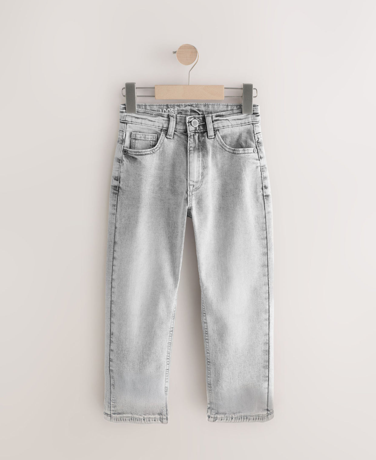 Light Grey Loose Fit Stretch Jeans