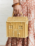 Woman Handwoven Small House Rattan Summer Beach Bag