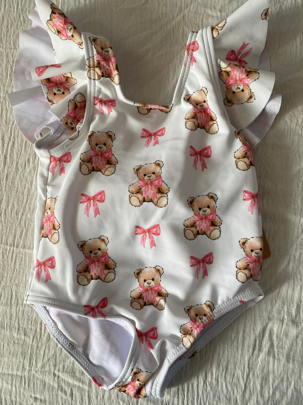 Baby Girls Bow & Bear Pattern Swimwear