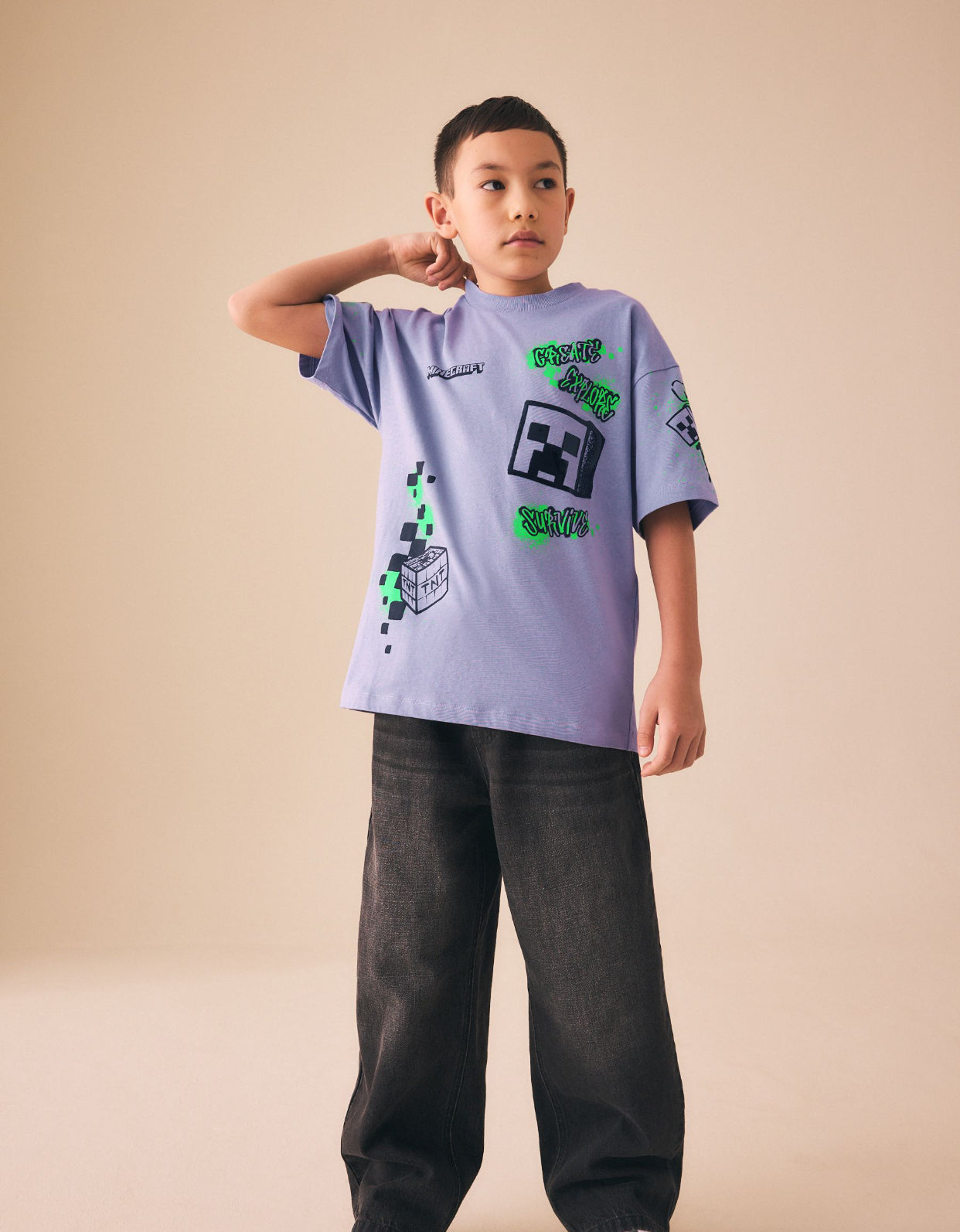 Purple Placement Single Minecraft T- Shirt