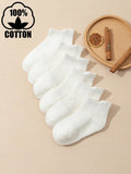 6 Pairs Set Anti Slip Cotton White Socks