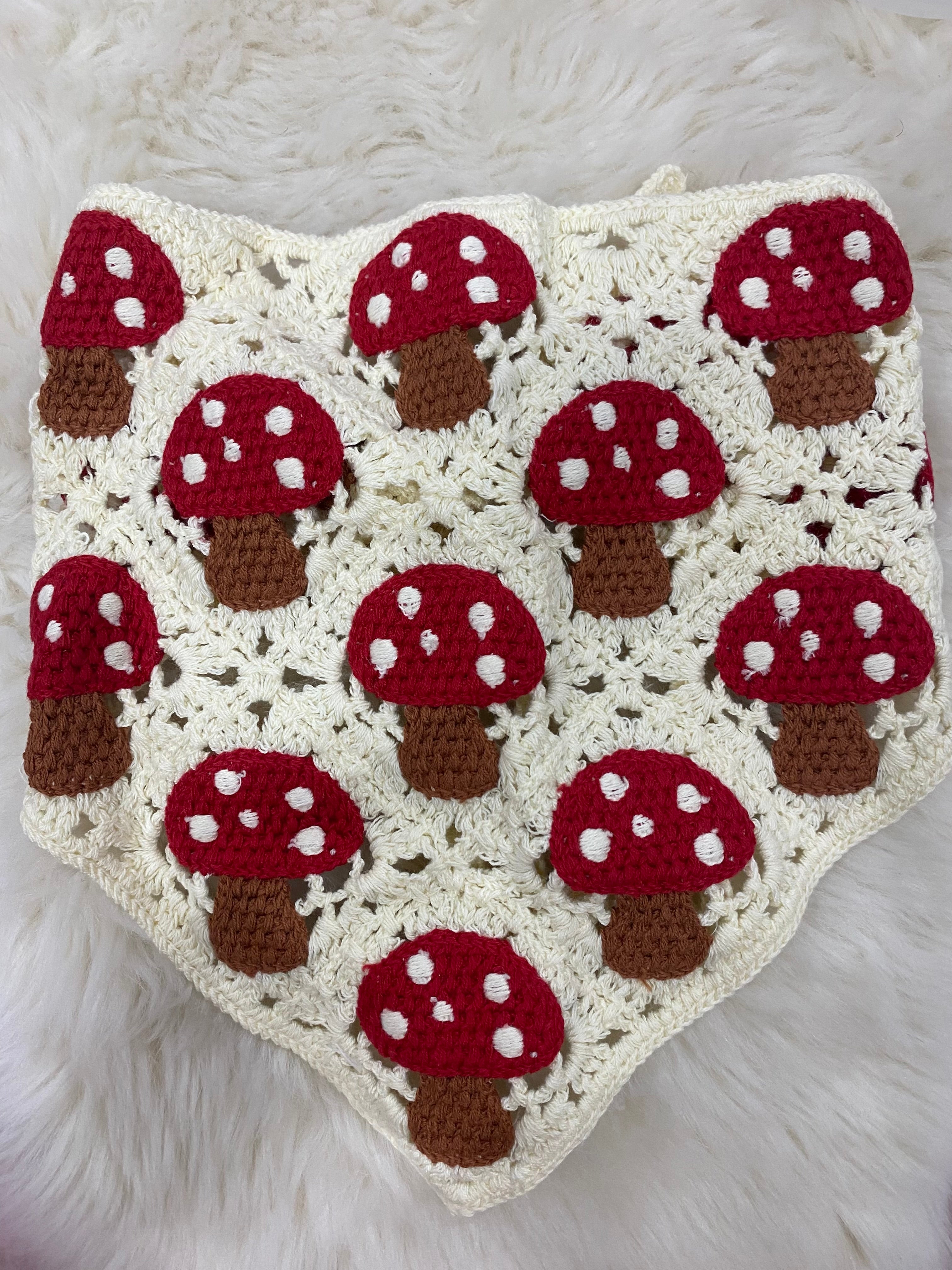1pc Knitted Mushroom Decor Triangle Scarf Headband