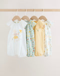 Yellow and Blue Floral Fairy Mouse 4 Pack Jersey Baby Rompers 4 Pack