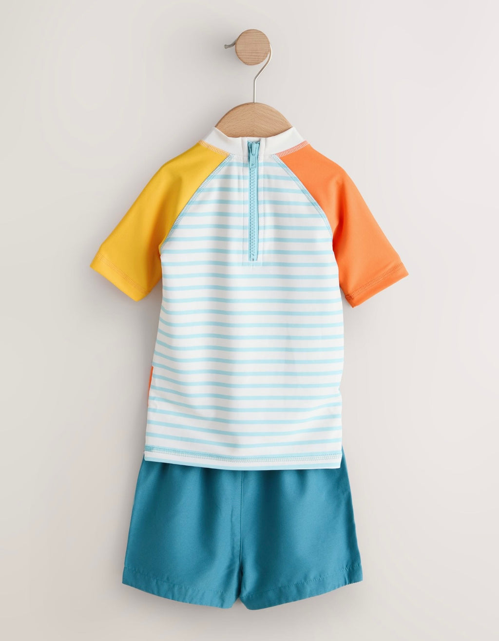 White/Red/Yellow Short Sleeve Sunsafe
Rash Vest and Swim Shorts Set