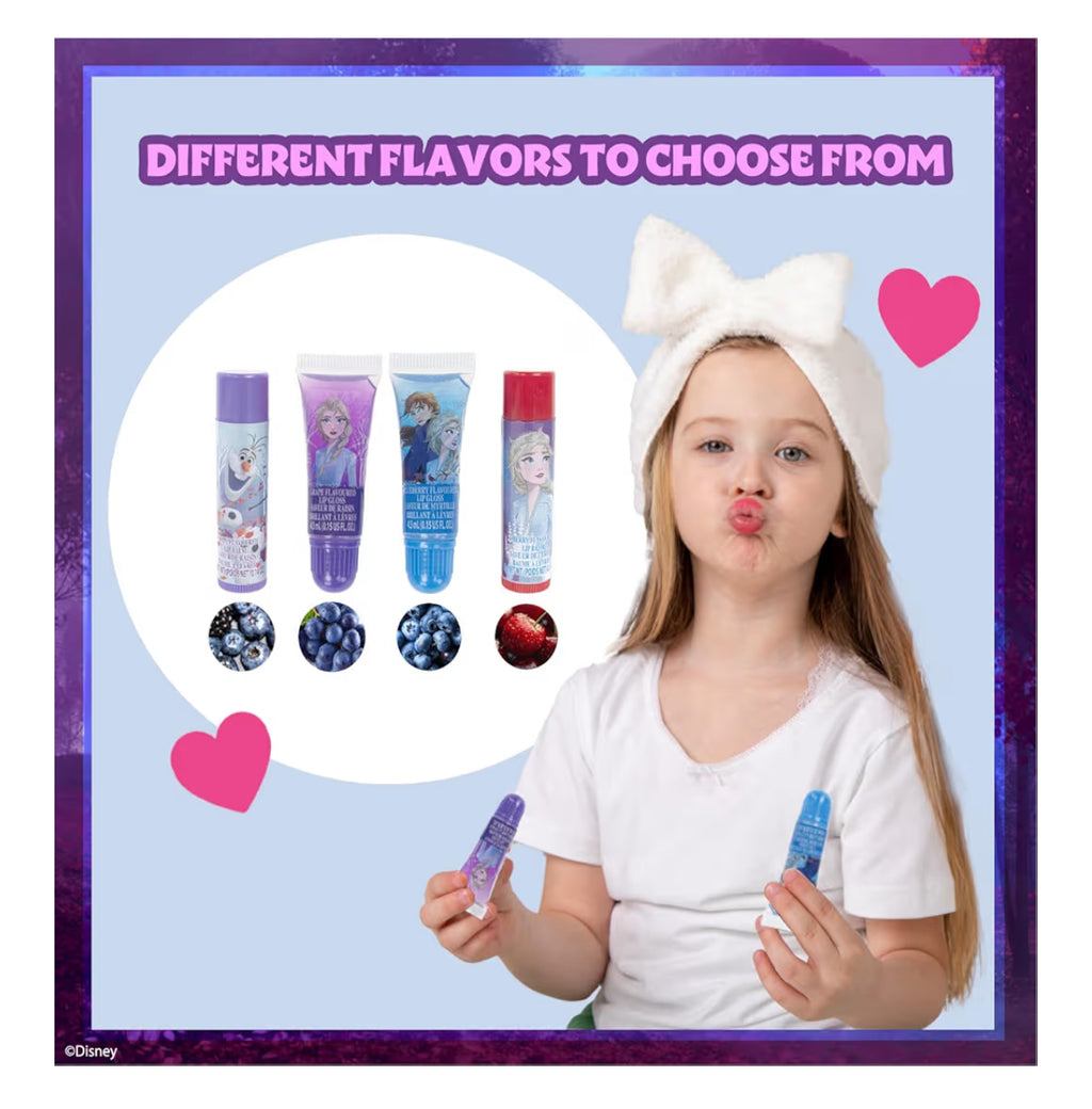 Disney Frozen 29 Pcs Beauty Kit For Girls with Clips, Press On Nail, Lip Gloss, Nail Stickers, Lip Balm, Nail File and Gems For Parties