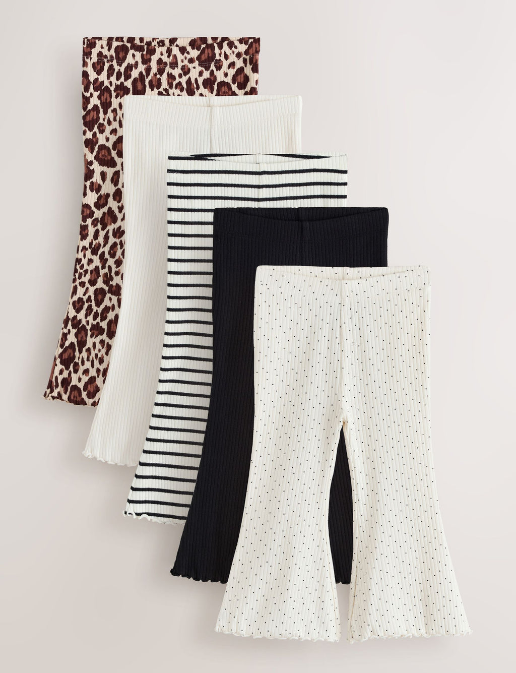 Neutral/ Leopard Ribbed Leggings 5 Pack