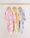 Pink/Yellow character Two Way Zip Baby Sleepsuits 3 Pack