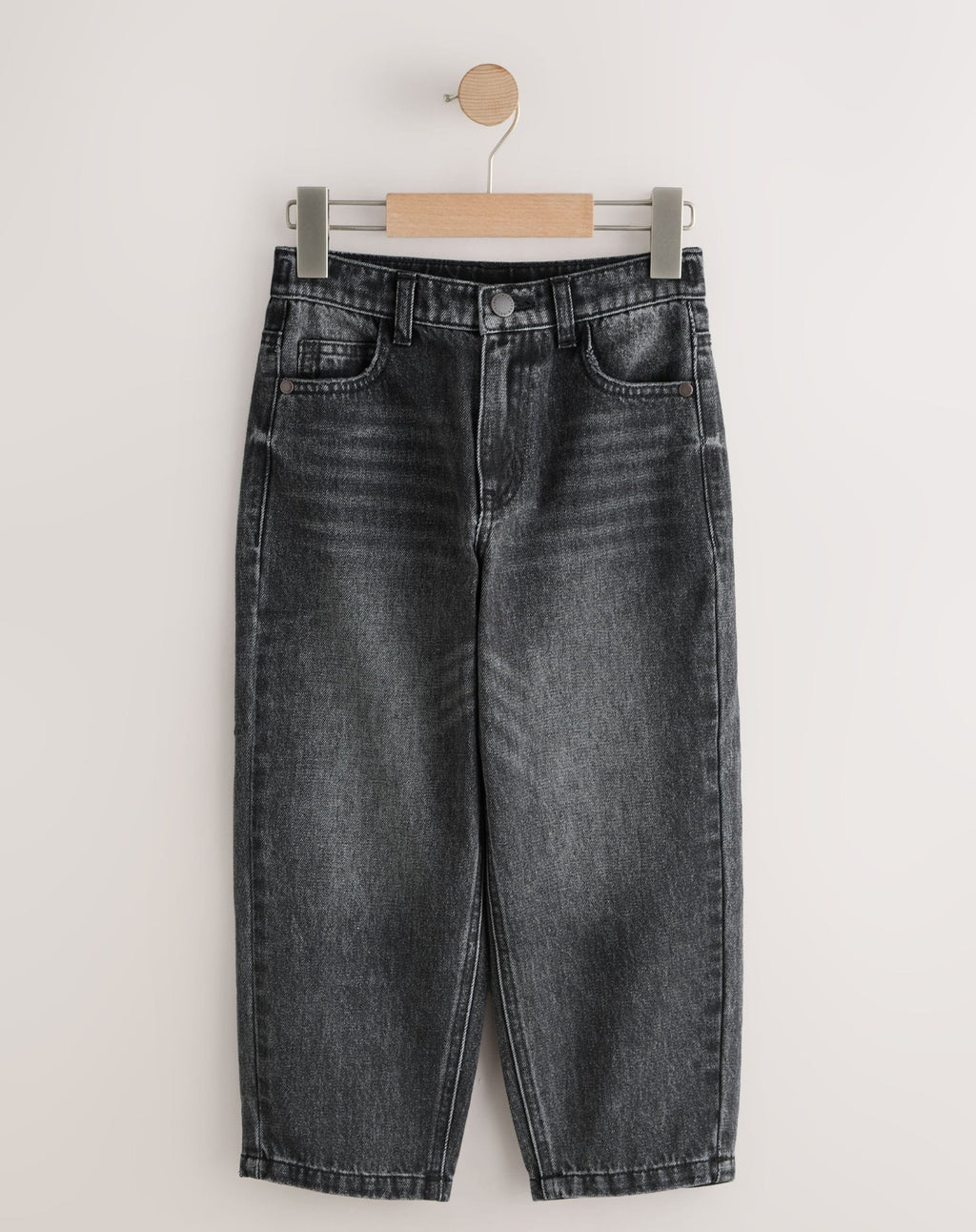 Washed Black Baggy Tapered Denim Jeans