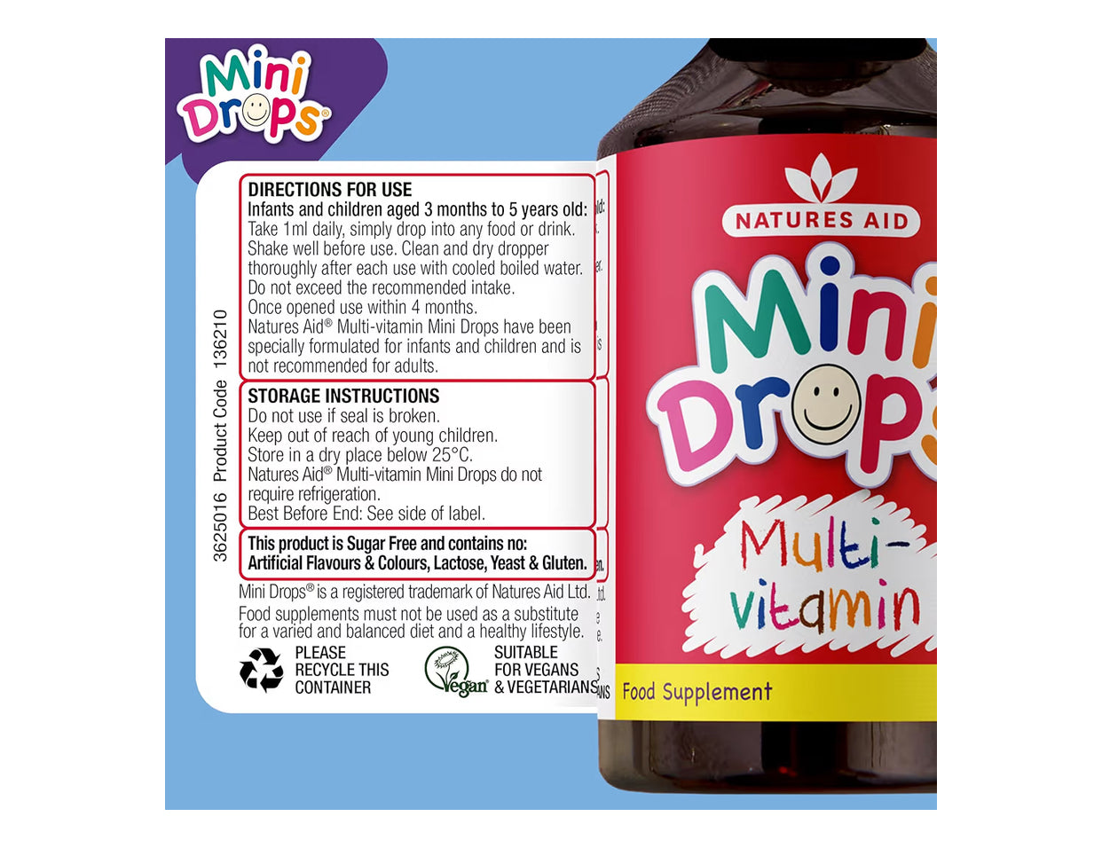Natures Aid Mini Drops Multi-Vitamin for Babies & Kids