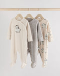Grey 3 Pack Zebra 100% Cotton Baby
