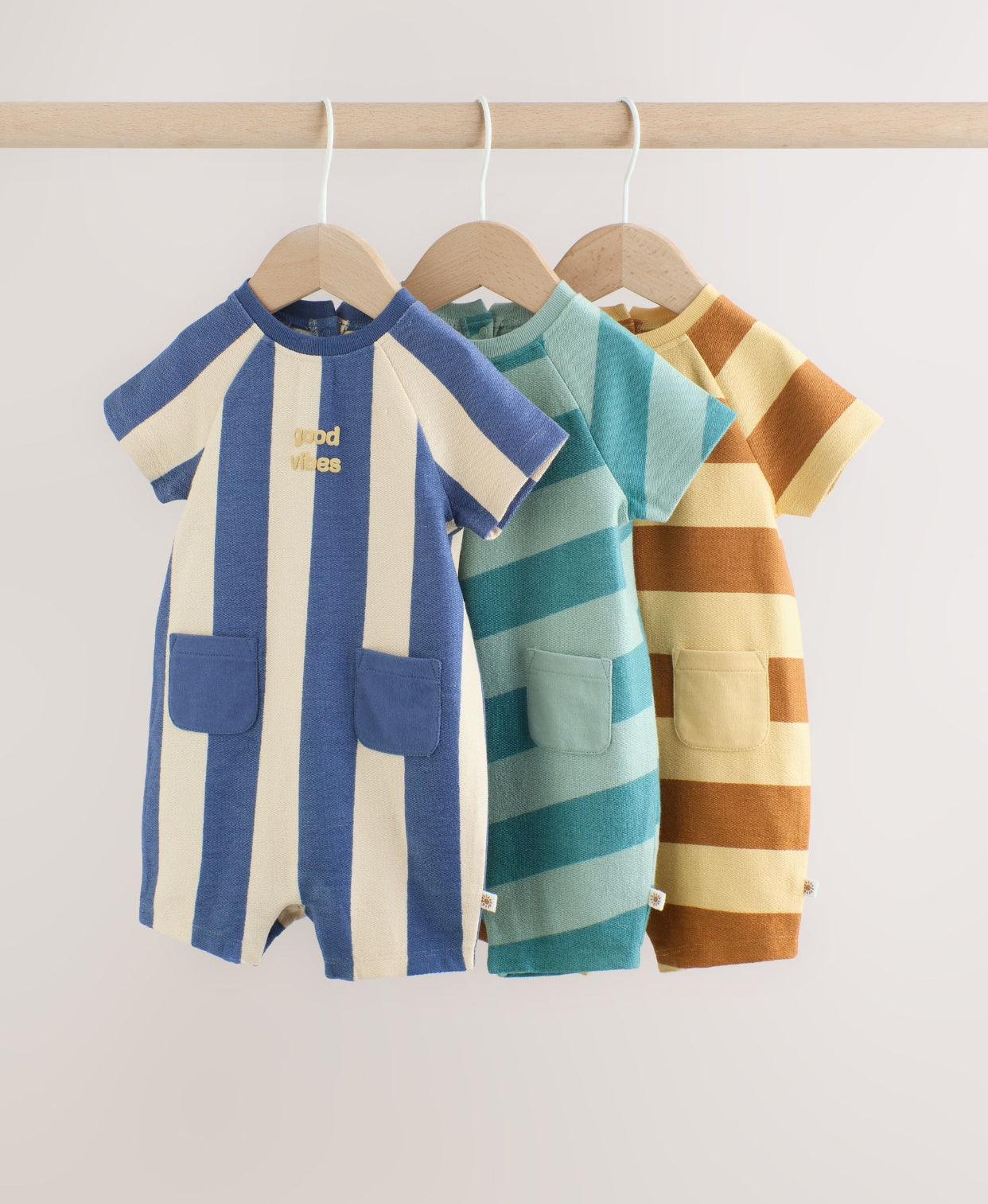 Striped Jersey Baby Rompers 3 Pack