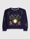 River Island Blue Palm Tree Jumper