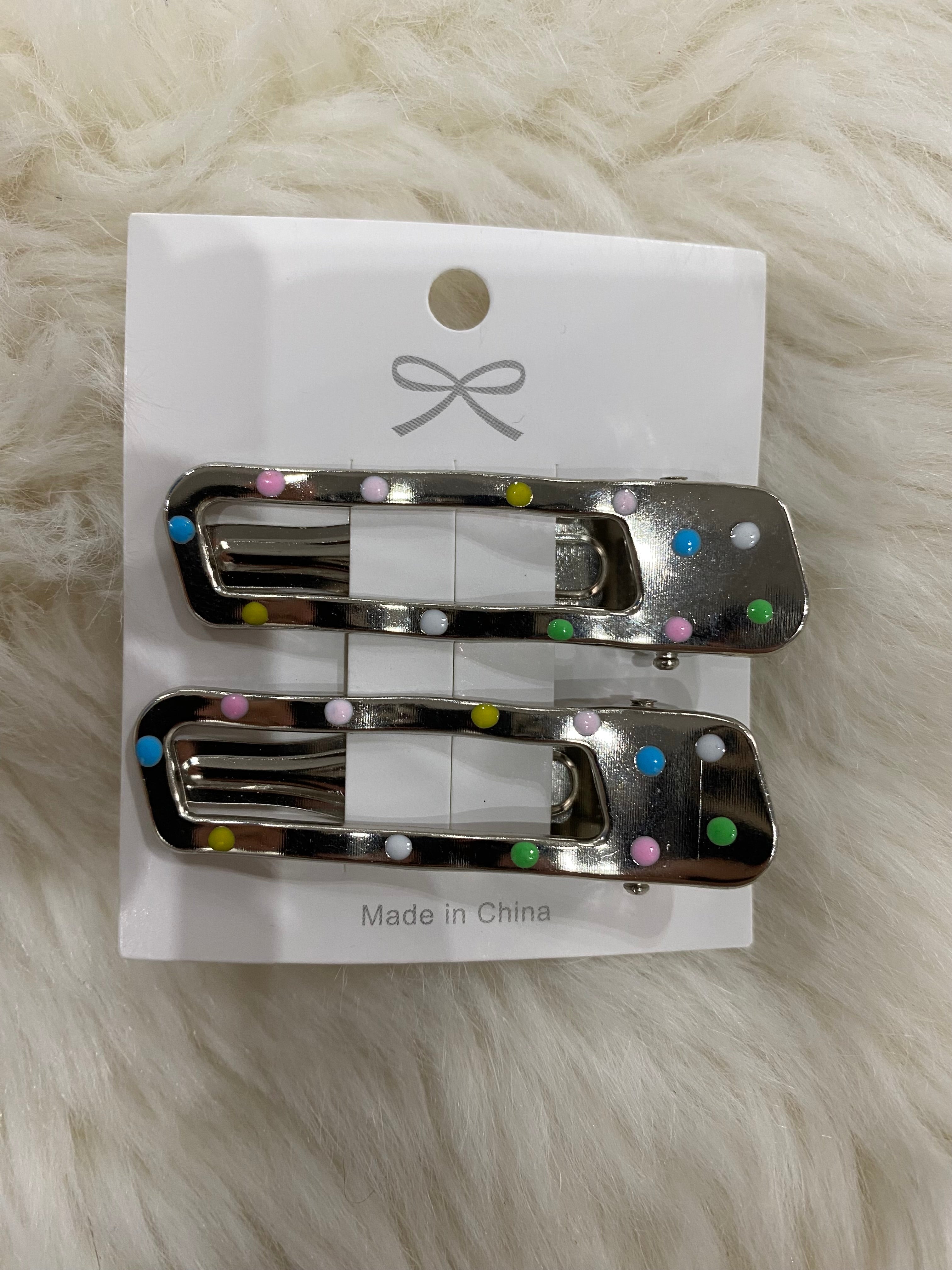 2pcs silver hair clips