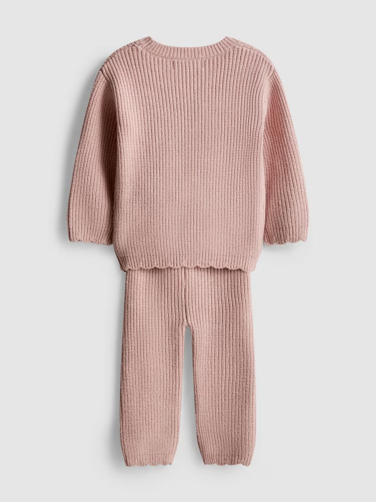 Crochet Flower Jumper and Knit Leggings Set (immediate)