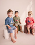 Blue/Green/Coral Transport Short Pyjamas 3 Pack