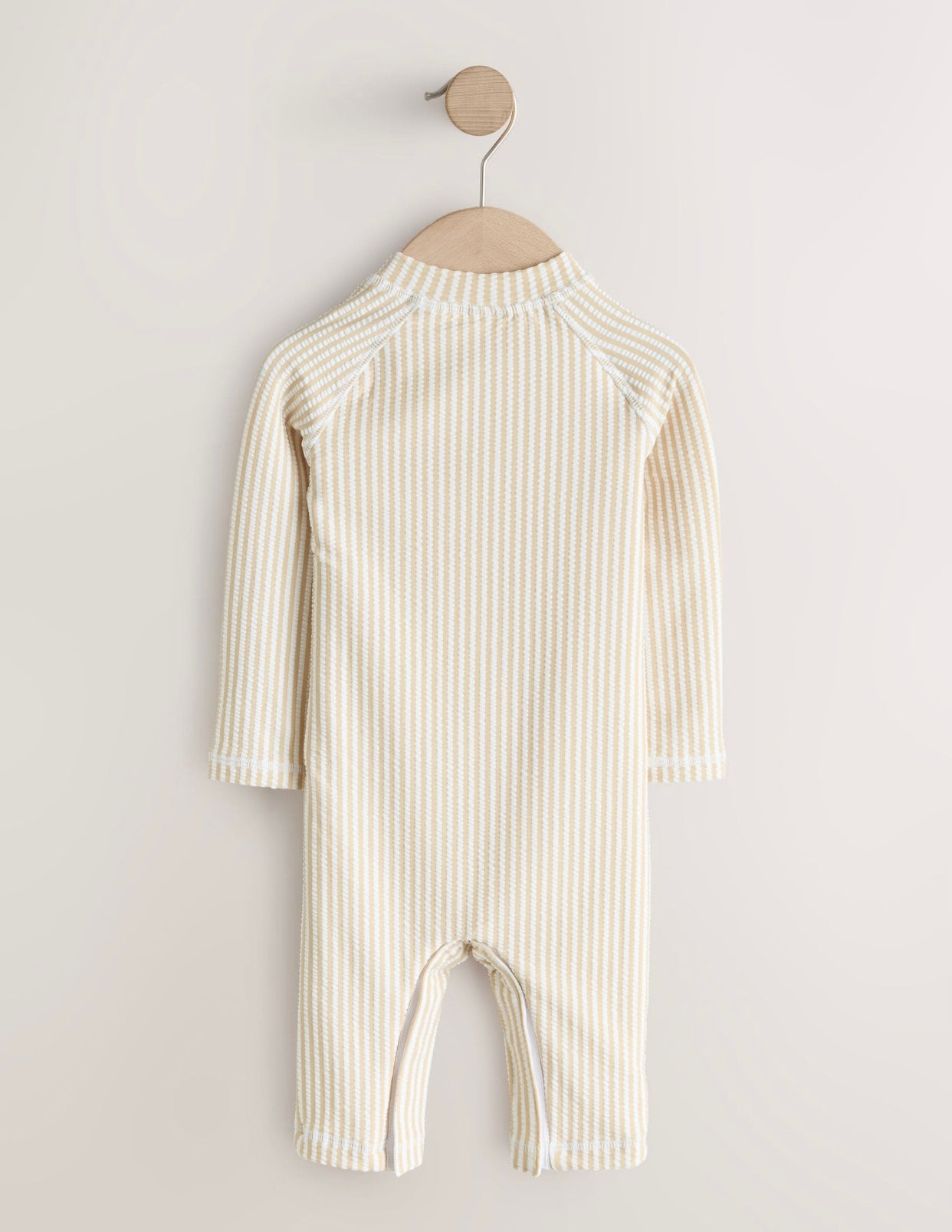 Neutral Striped Sunsafe Swimsuit and Hat Set