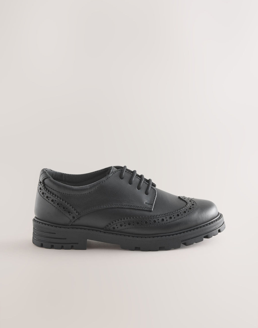 Black Matt Standard Fit (F) School Leather Chunky Lace-Up Brogues