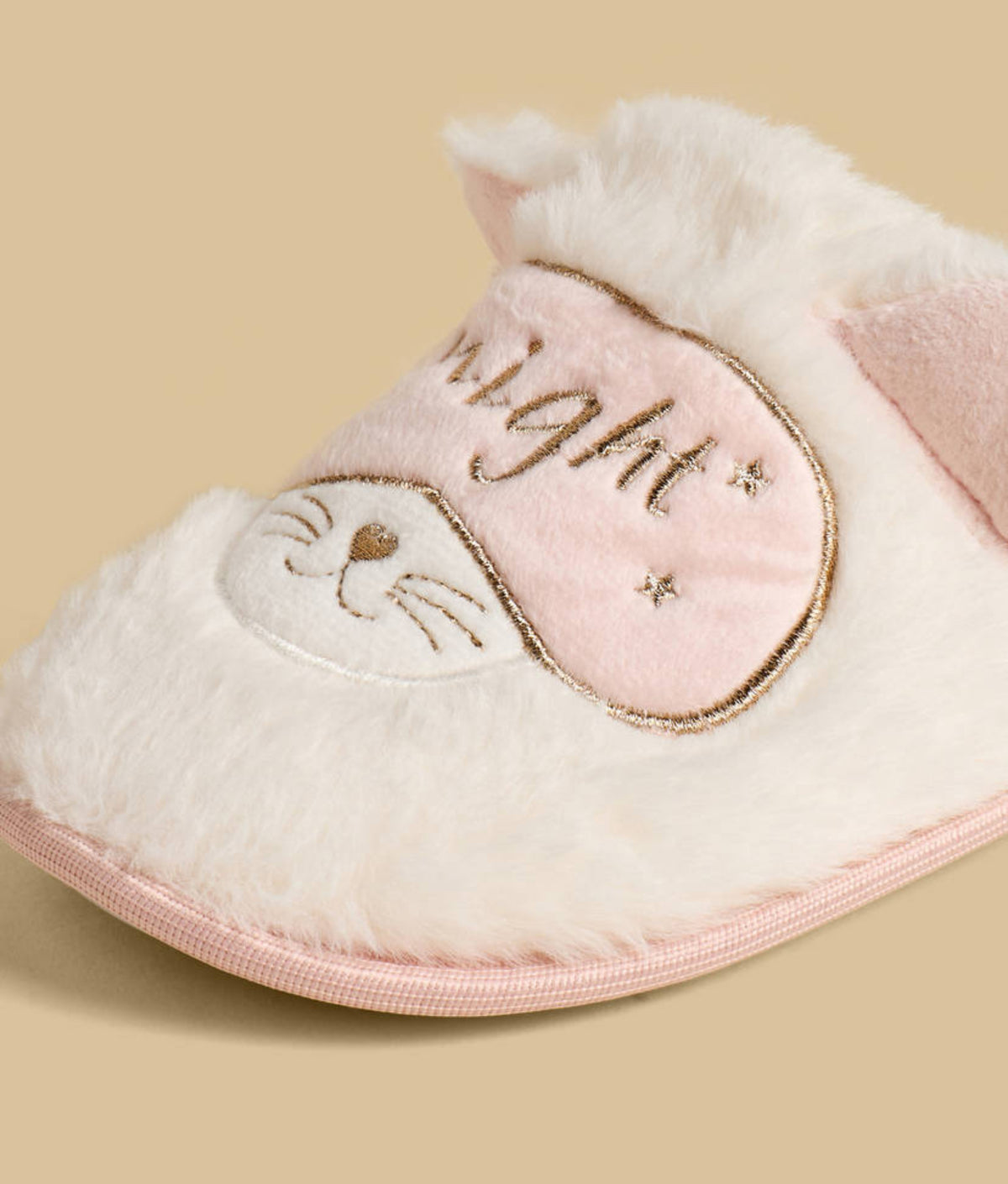 Cat Embroidered Bedroom Mules