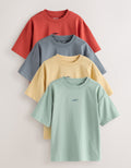 Grey/Yellow/Mineral/Red Short Sleeve Logo Chest Graphic T-Shirts 4 Pack