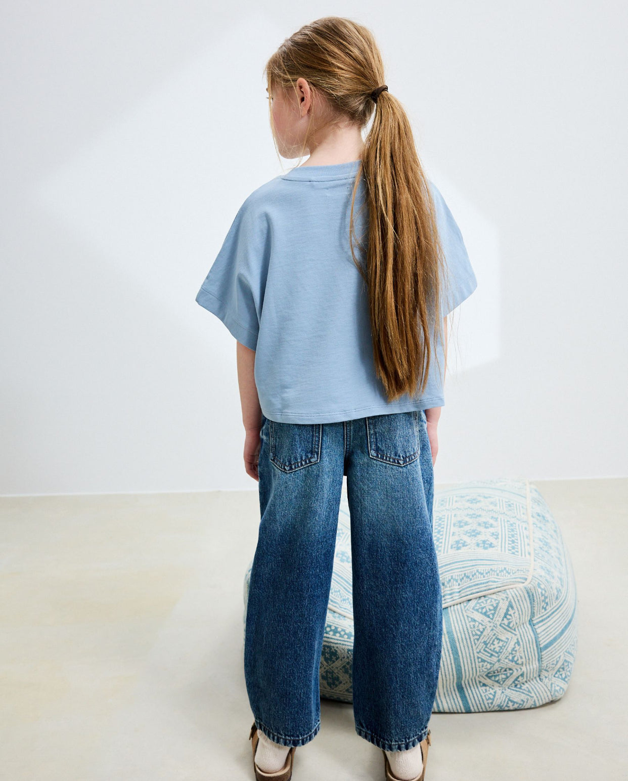 Mid Blue Denim Barrel Jeans
