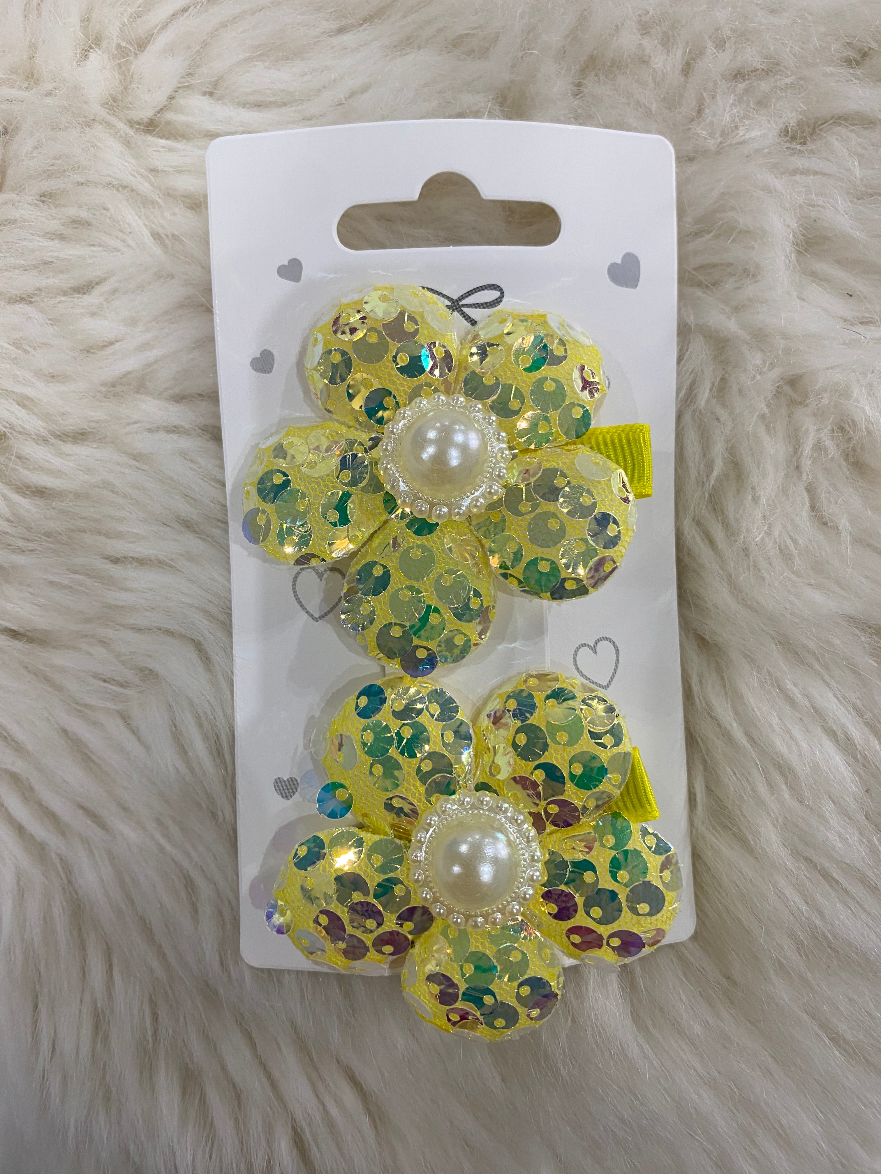 2pcs yellow flower hair clip