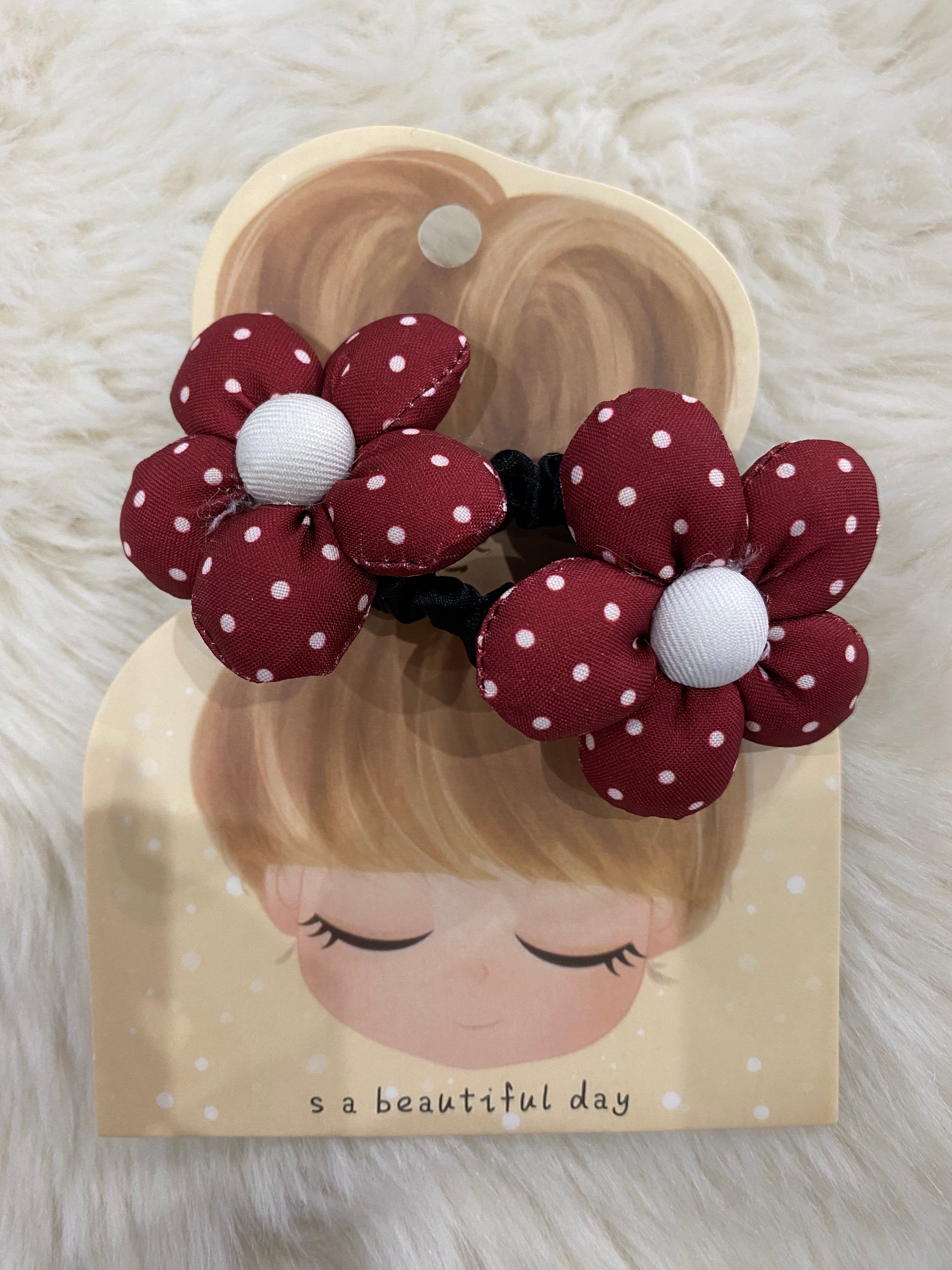 2pcs red polka dot hair scrunchies Set