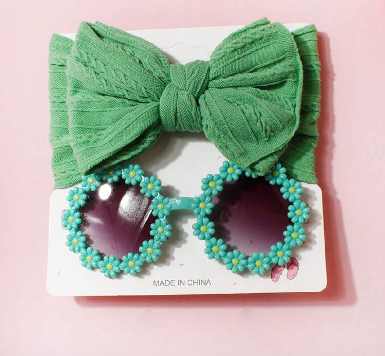2pcs Bow Baby Headband & Daisy Sunglasses (immediate)