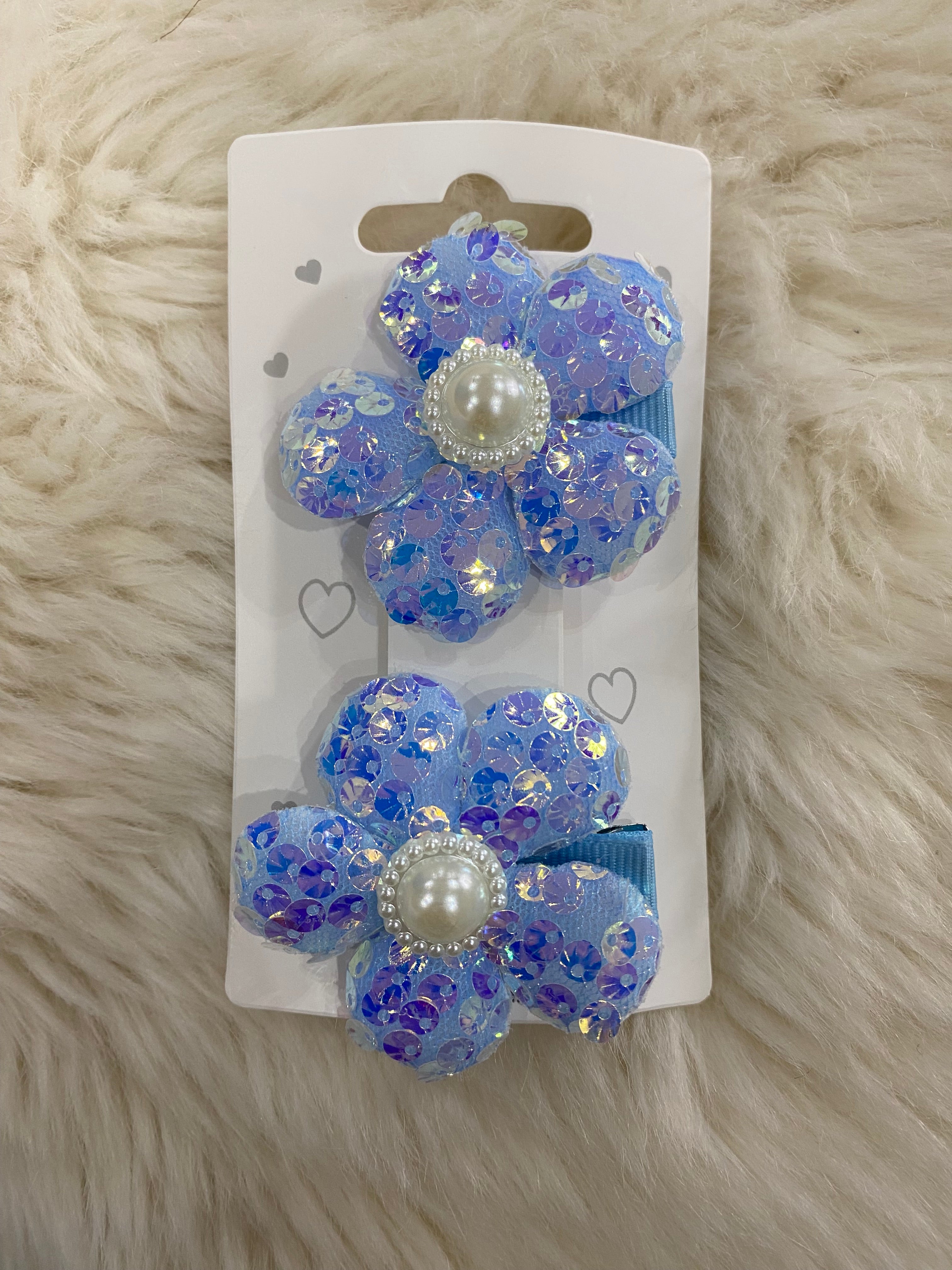 2pcs blue flower hair clip