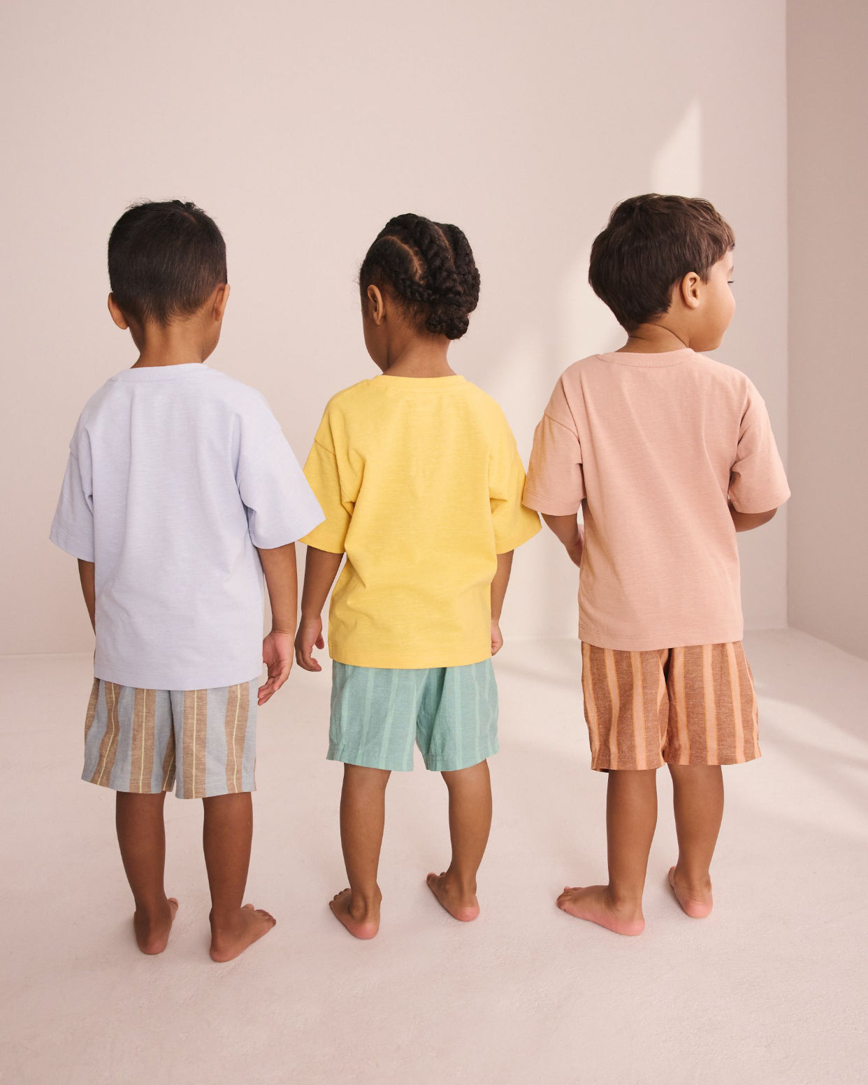 Blue/Yellow/Pink Striped Animal Short
Pyjamas 3 Pack