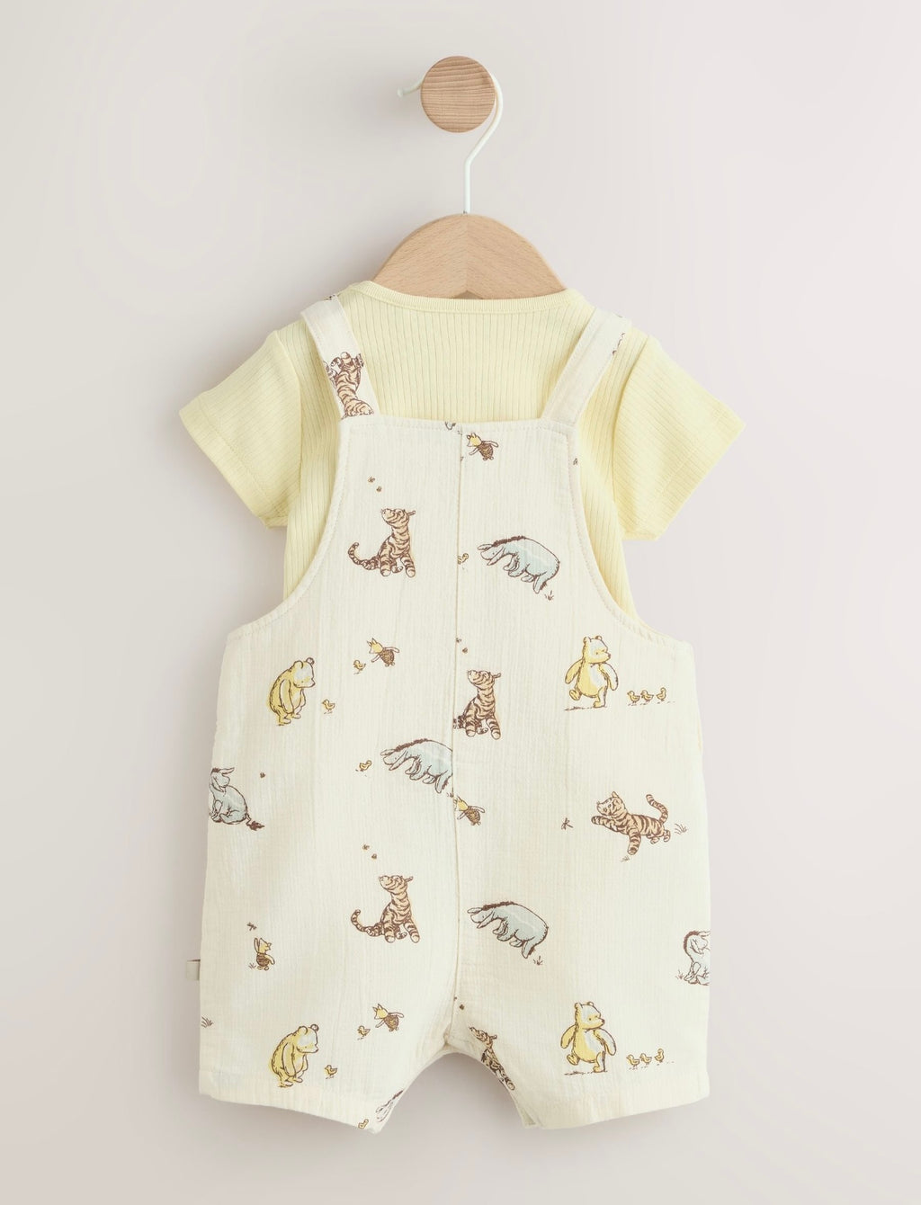 Neutral Winnie The Pooh Baby Dungaree and Bodysuit Set