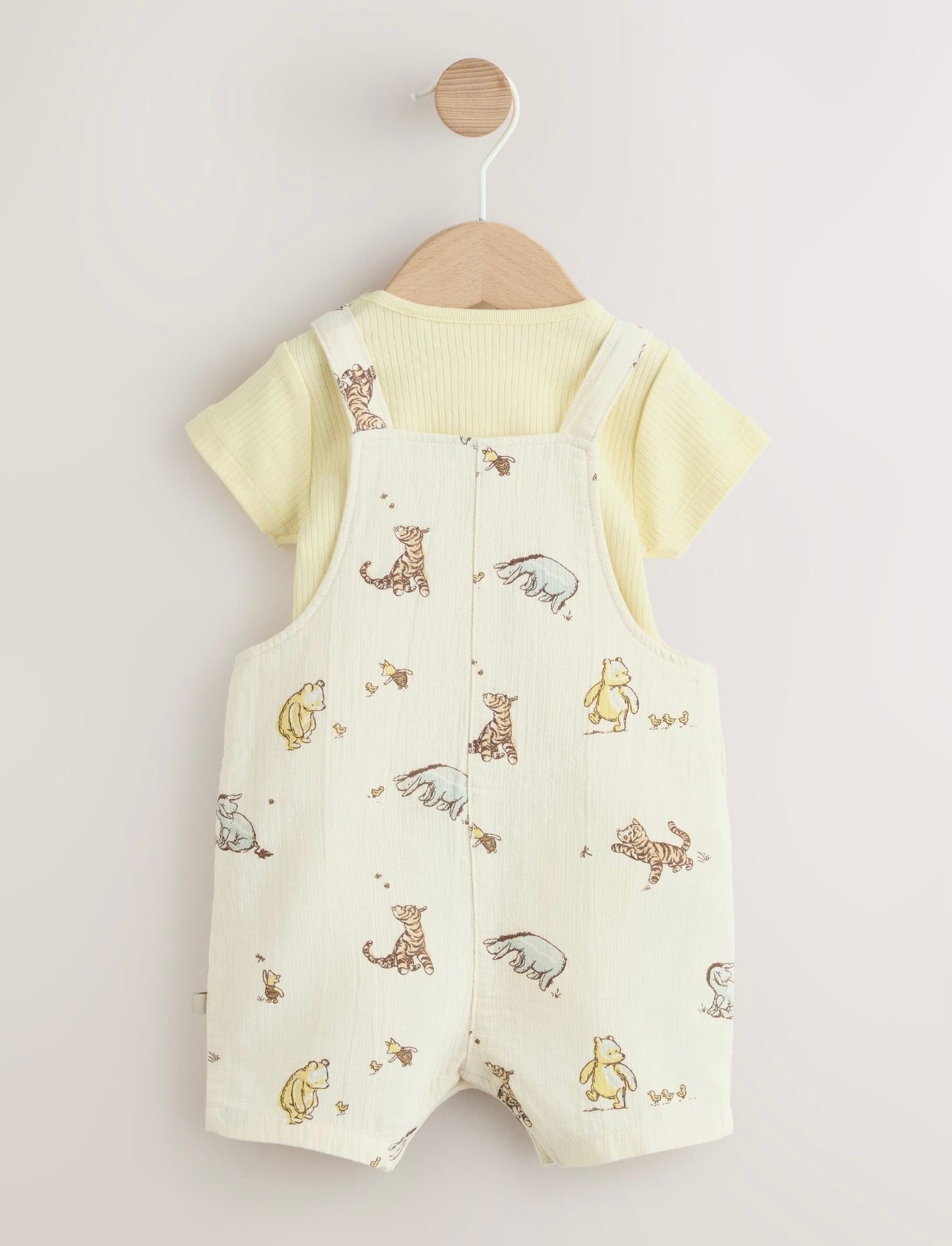 Neutral Winnie The Pooh Baby Dungaree and Bodysuit Set
