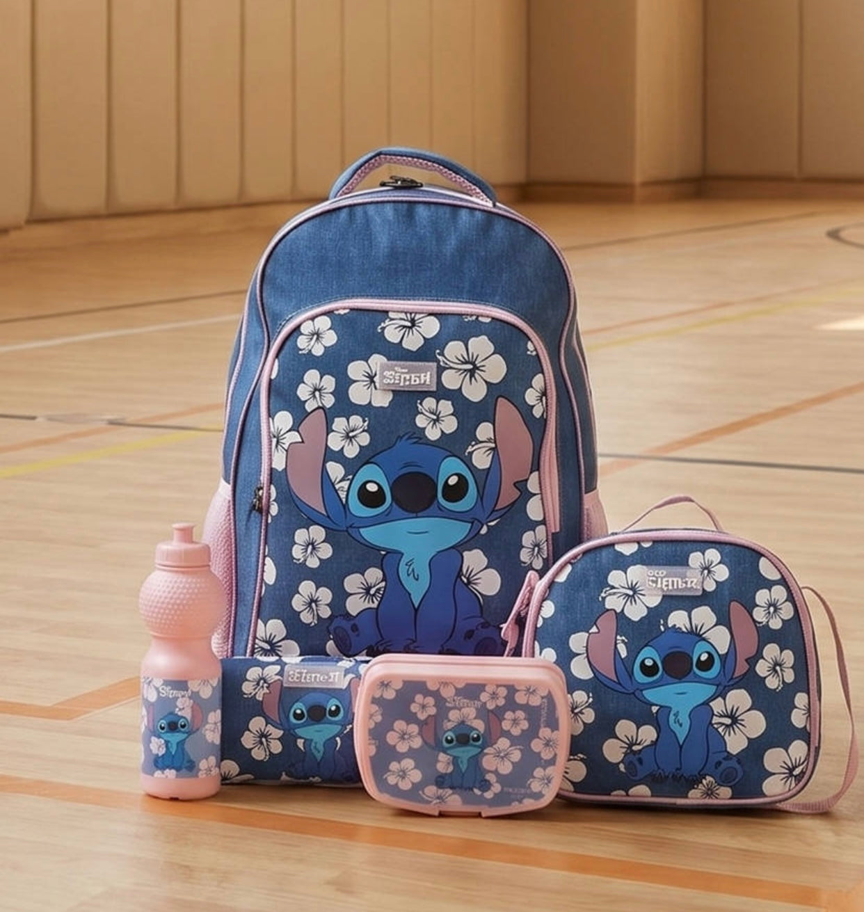 Stitch Print 5-Piece Trolley Backpack Set