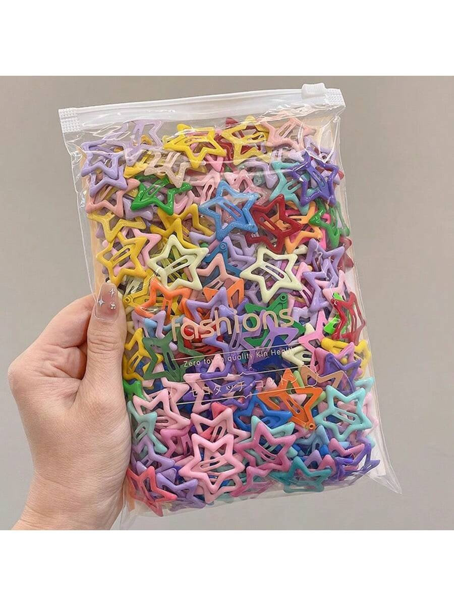 50pcs random color stars hair clips
