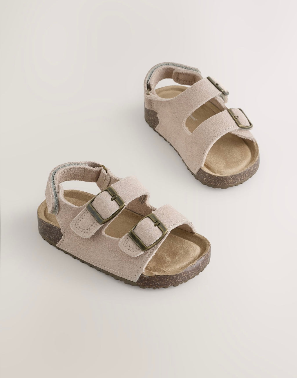 Neutral Standard Fit (F) Double Buckle Leather Sandals